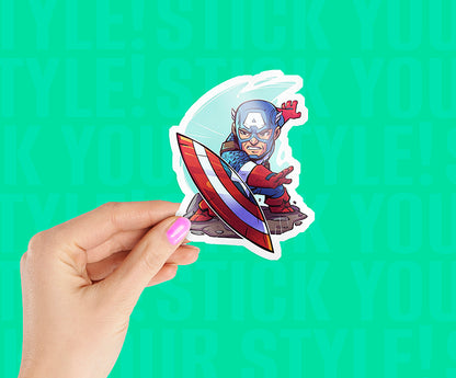 Captain America Throwing Shield Sticker