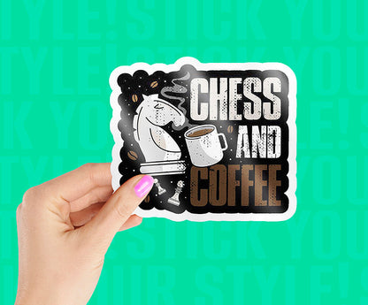 Chess and Coffee Magnetic Sticker