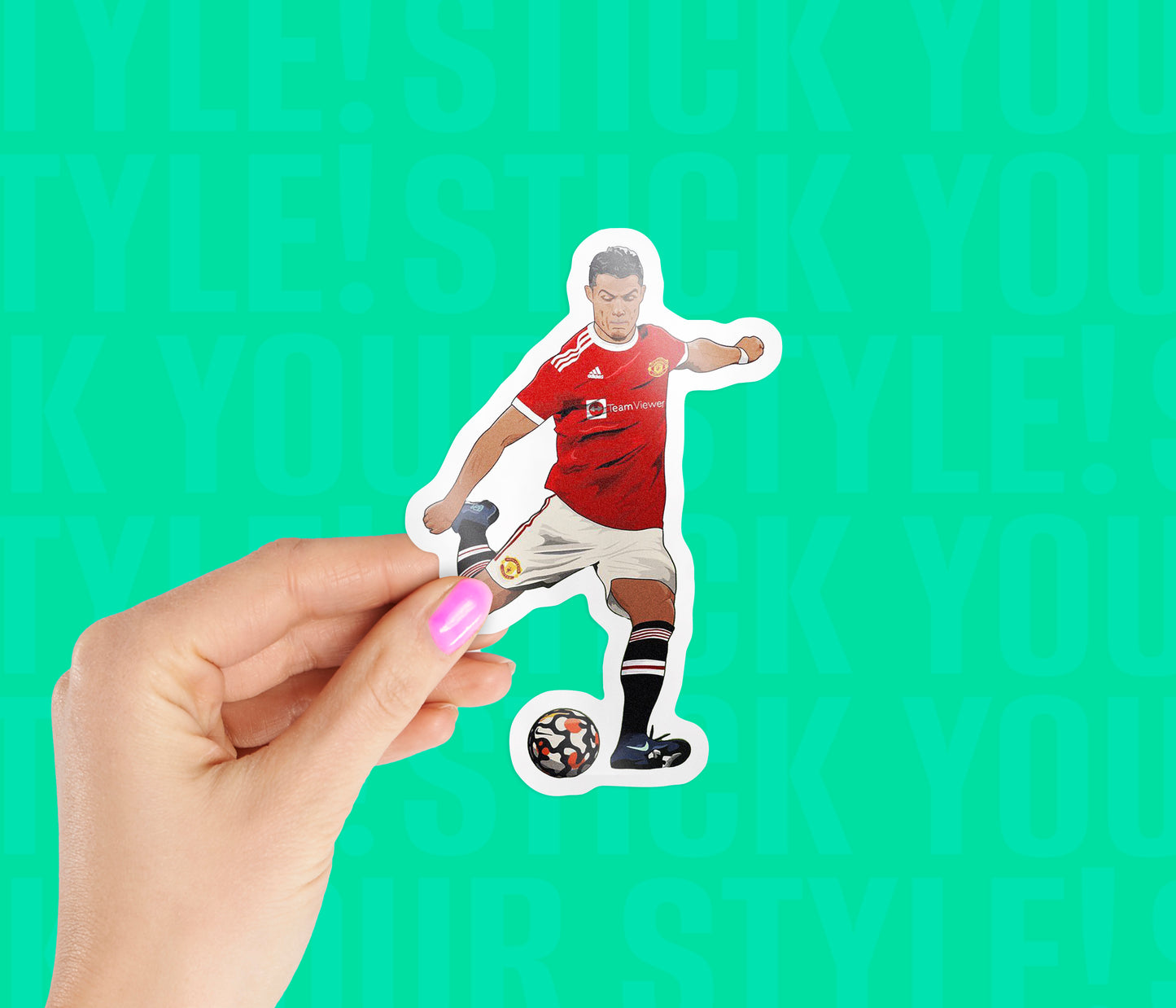 Cristiano Ronaldo Striking Goal Sticker