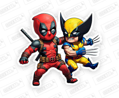 Deadpool And Wolverine Clashing Magnetic Sticker