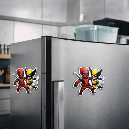 Deadpool And Wolverine Clashing Magnetic Sticker