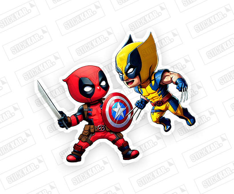 Deadpool And Wolverine Fighting Sticker