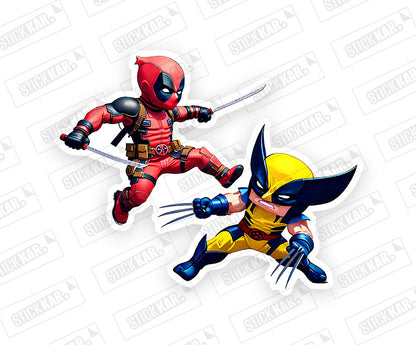 Deadpool Striking Wolverine Magnetic Sticker