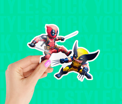 Deadpool Striking Wolverine Magnetic Sticker