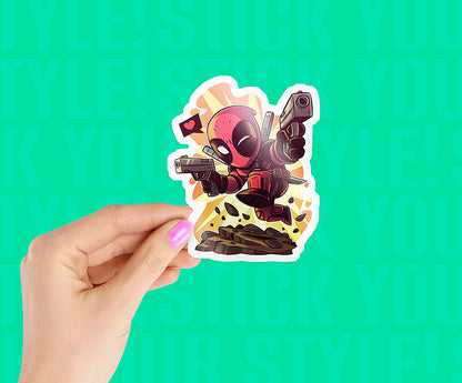 Deadpool With Gun Sticker