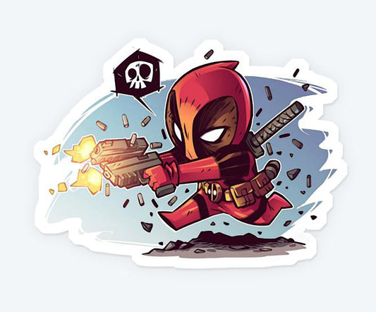 Deadpool On Fire Magnetic Sticker