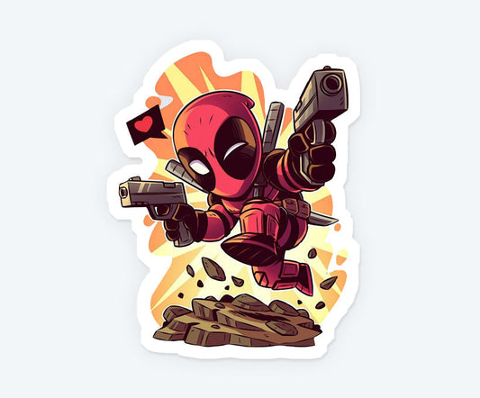 Deadpool With Gun Magnetic Sticker