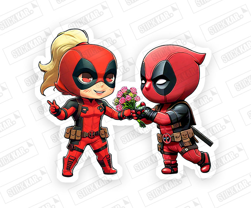 Deadpool and Lady Deadpool Magnetic Sticker