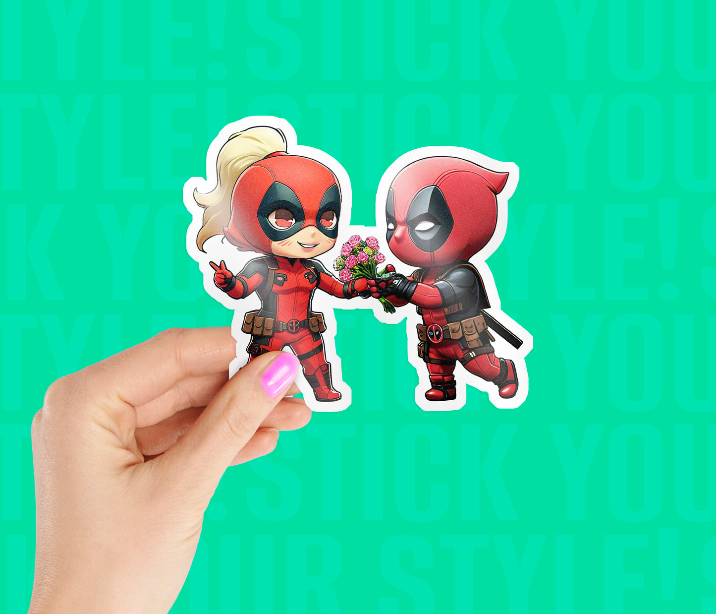 Deadpool and Lady Deadpool Magnetic Sticker