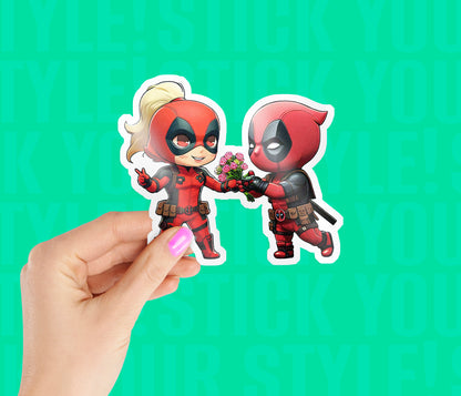 Deadpool and Lady Deadpool Magnetic Sticker