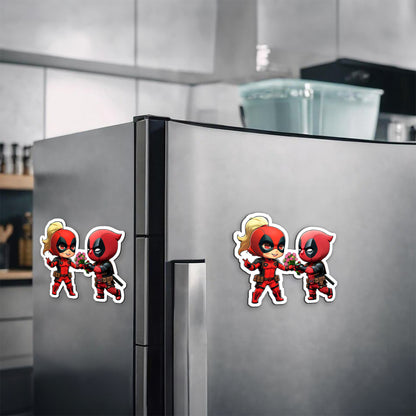 Deadpool and Lady Deadpool Magnetic Sticker