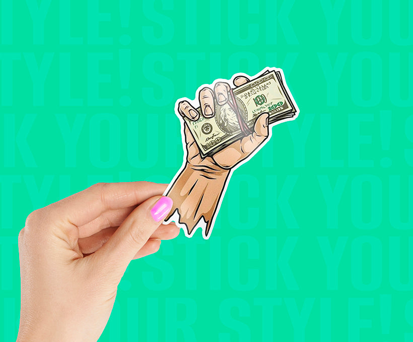Dollar in hand Magnetic Sticker