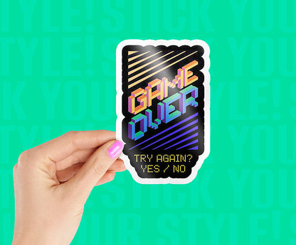 Game Over Try Again Magnetic Sticker