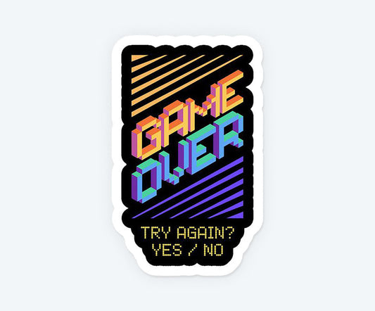 Game Over Try Again Magnetic Sticker