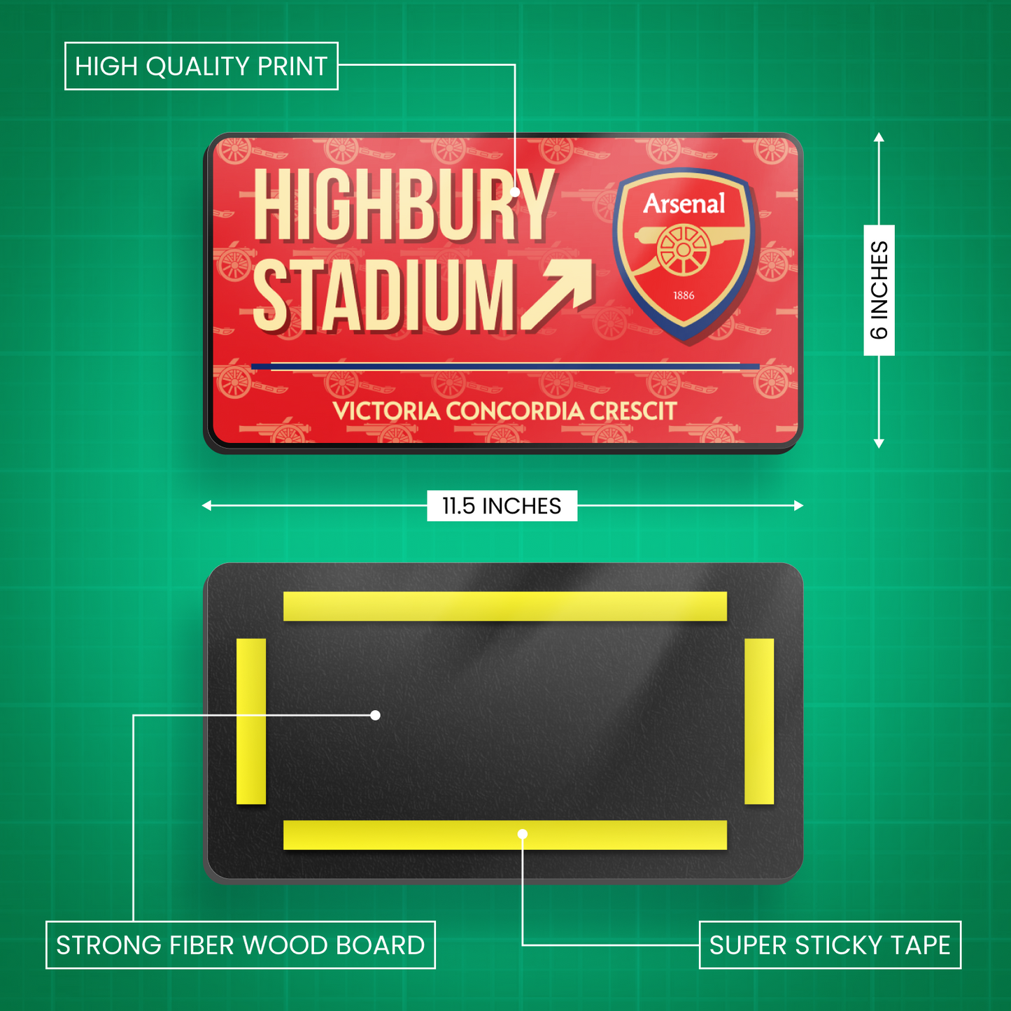 Highbury Stadium -  Arsenal F.C Retro Door Sign