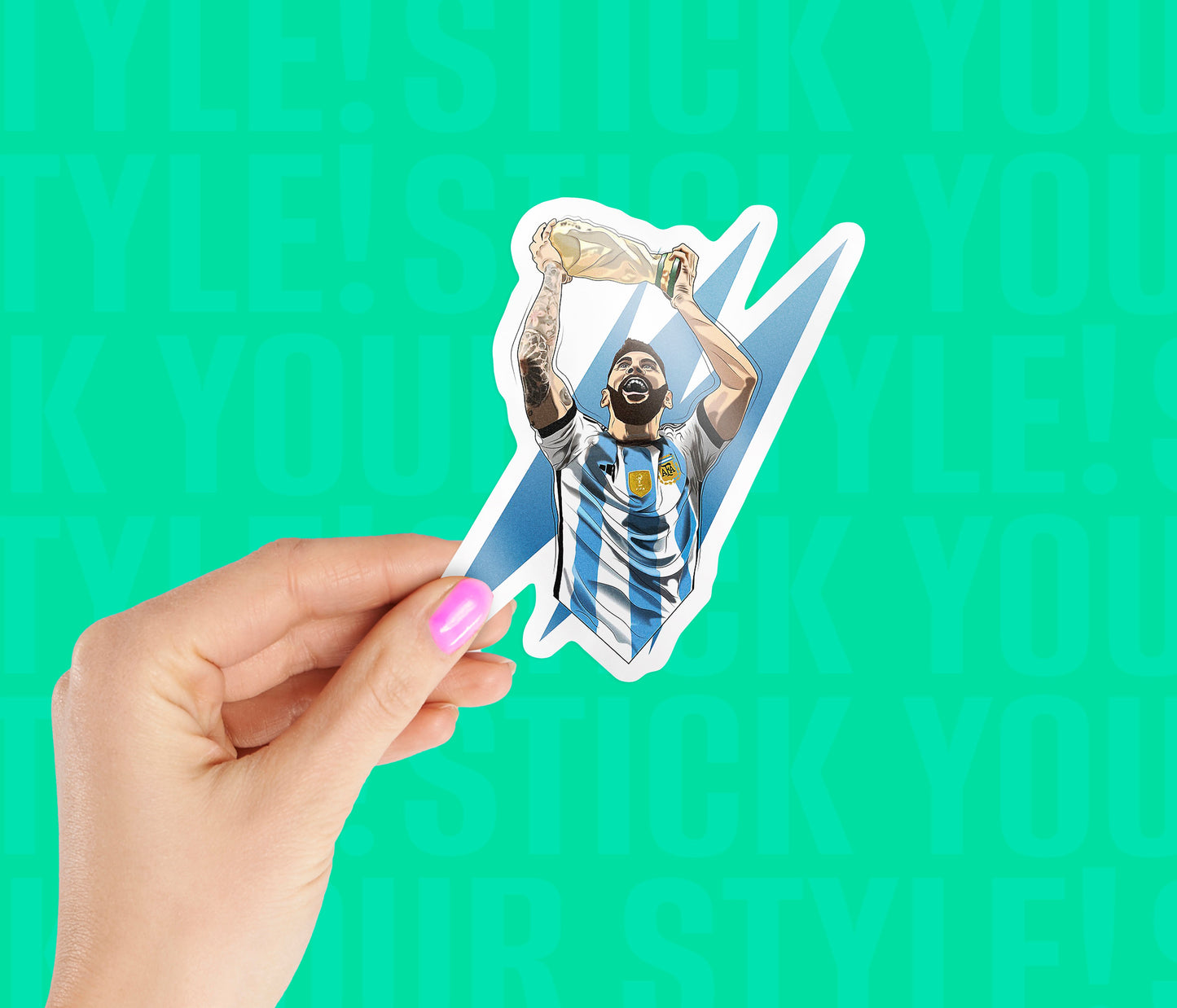 Messi Holding Trophy Magnetic Sticker