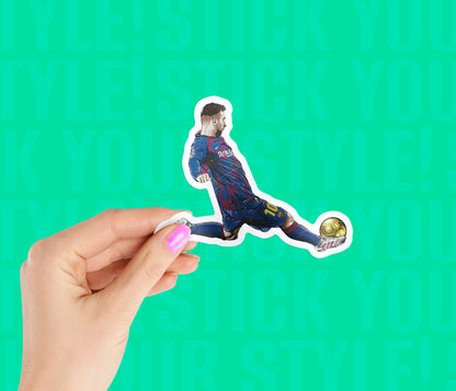 Messi Kicking Golden Ball Sticker