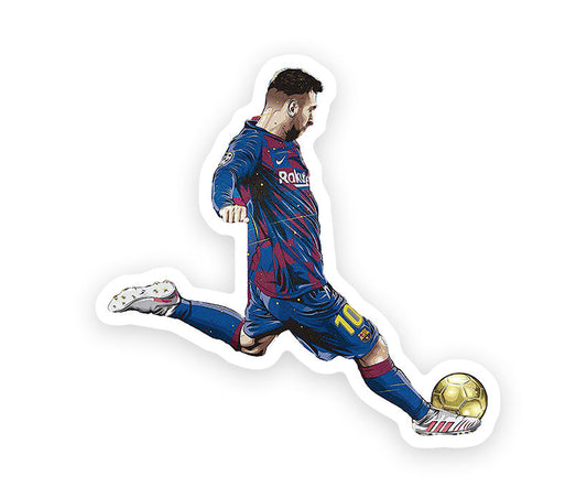Messi Kicking Golden Ball Magnetic Sticker