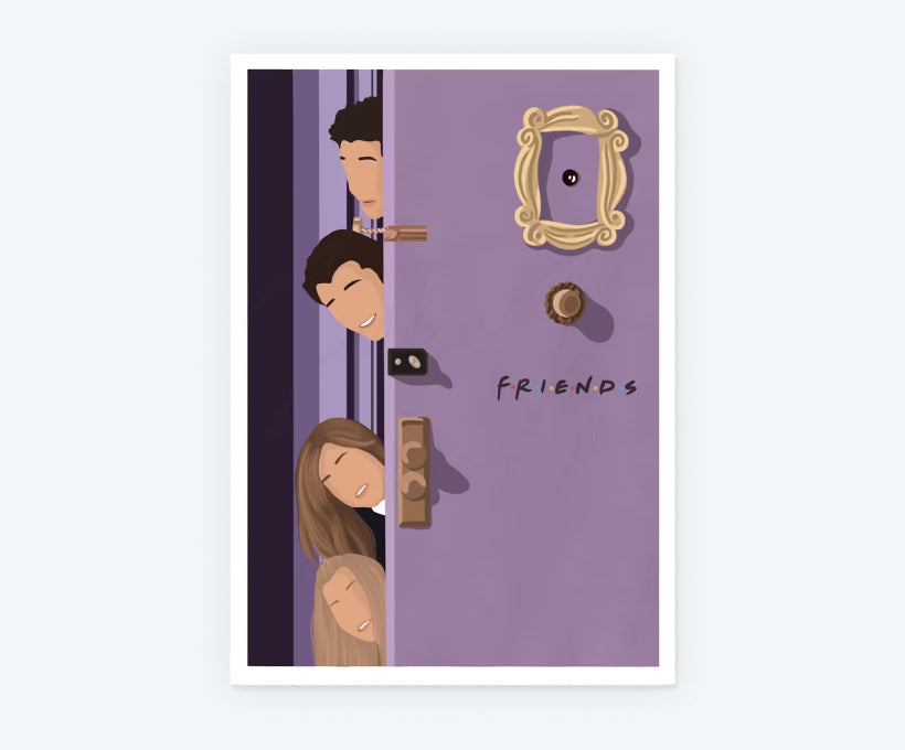 Peeking Friends Door Magnetic Sticker