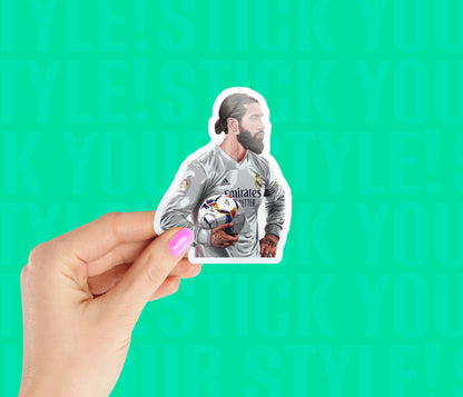 Sergio Ramos Holding Football Magnetic Sticker