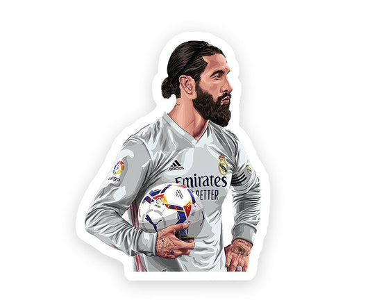Sergio Ramos Holding Football Magnetic Sticker
