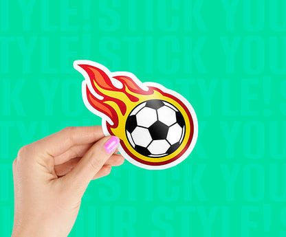 Soccer Ball With Flames Magnetic Sticker