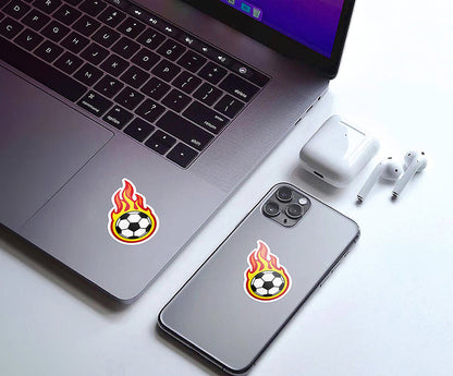 Soccer Ball With Flames Magnetic Sticker