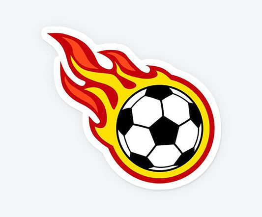 Soccer Ball With Flames Magnetic Sticker
