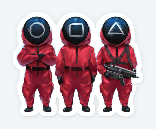 Squid Game Red Suits Soldiers Magnetic Sticker