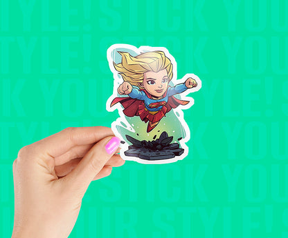 Supergirl Flying Chibi Sticker
