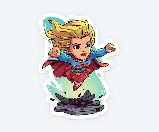 Supergirl Flying Chibi Magnetic Sticker