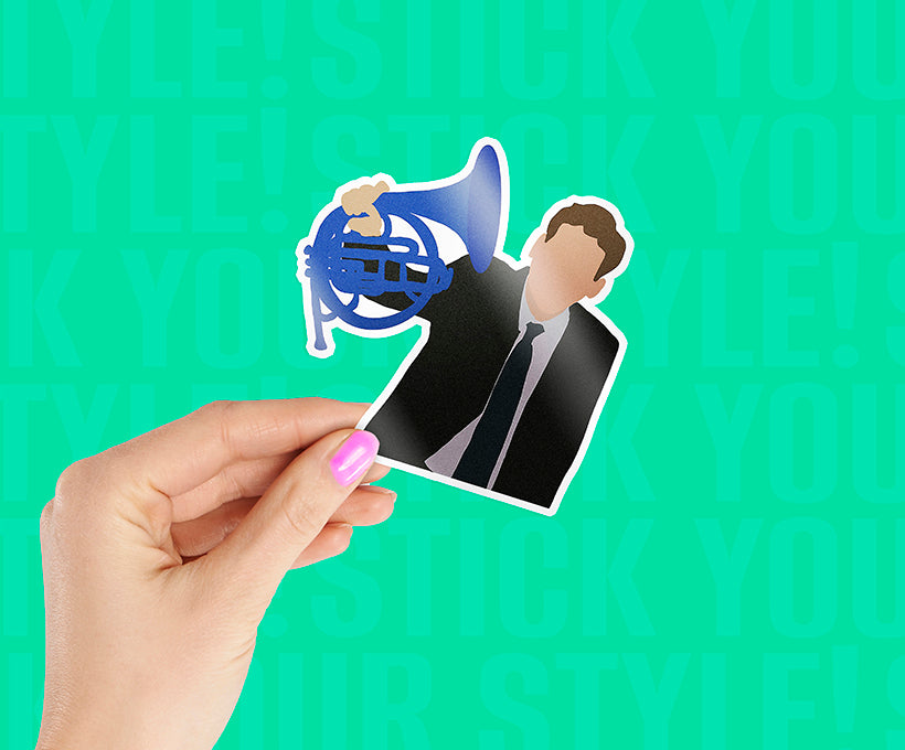 Ted with Blue French Horn Magnetic Sticker