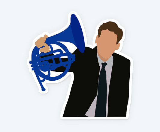 Ted with Blue French Horn Magnetic Sticker