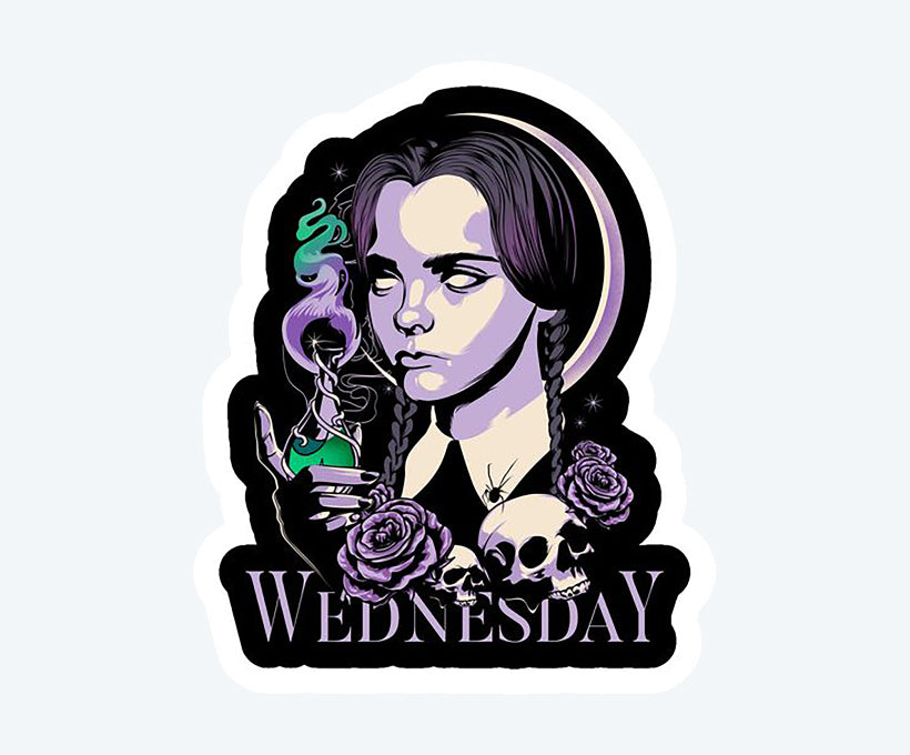 Wednesday Holding Poison Magnetic Sticker – Stickkar.in